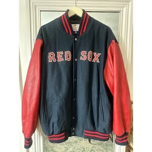 Boston Red Sox Jacket Mens Large Coat MLB Baseball Heavy Varsity Vintage Leather
